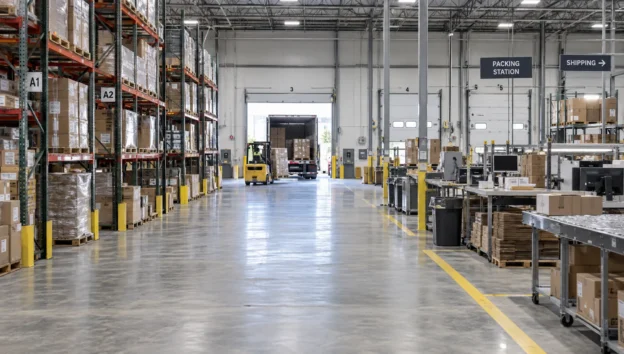 An industrial supplier's organized production and packing area gives buyers a view of the operation behind its online claims.